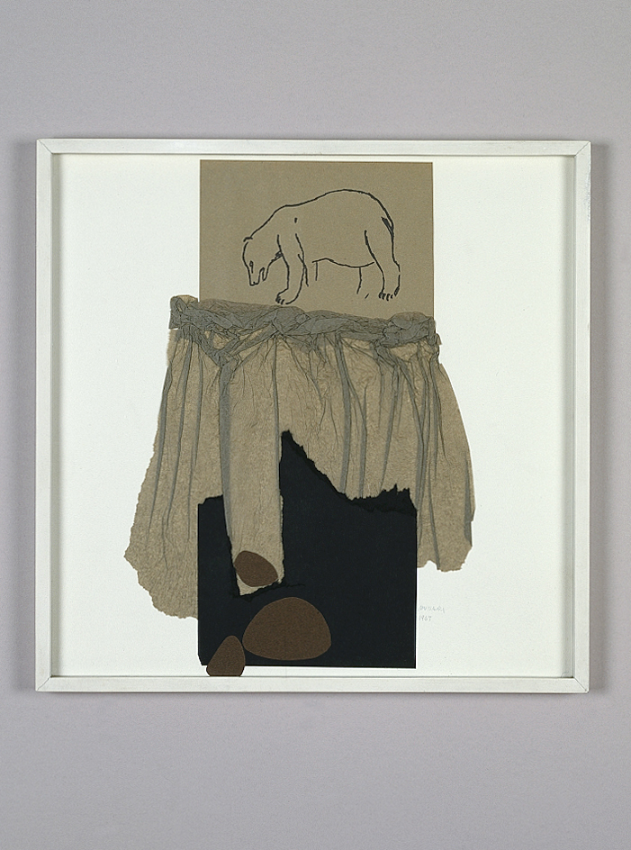 Nella notte buia, 1967 collage su cartoncino, cm 36,5x36,5