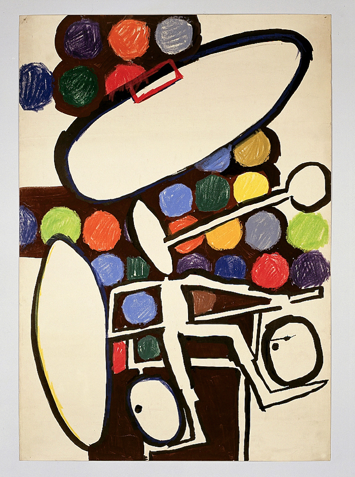 Disegno per la mostra Vetri di Bianconi,  		Galleria Danese, 1958 Tecnica mista su carta cm 70,2 x 100