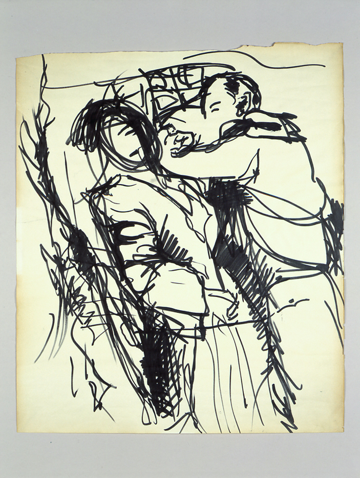 Due figure, 1950 inchiostro su carta cm 49,2x58,5h